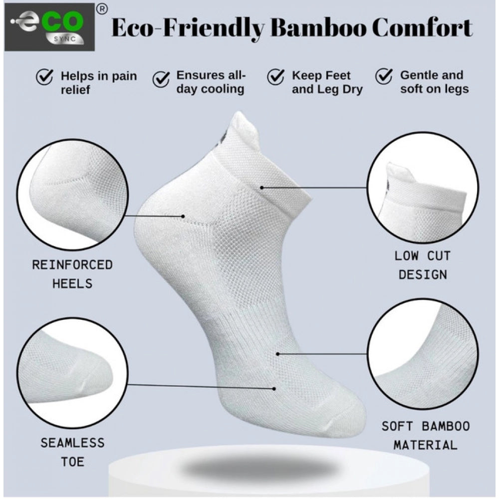 4_Pair Set Unisex Casual Bamboo Cotton Printed Ankle Length Socks (Multicolor)