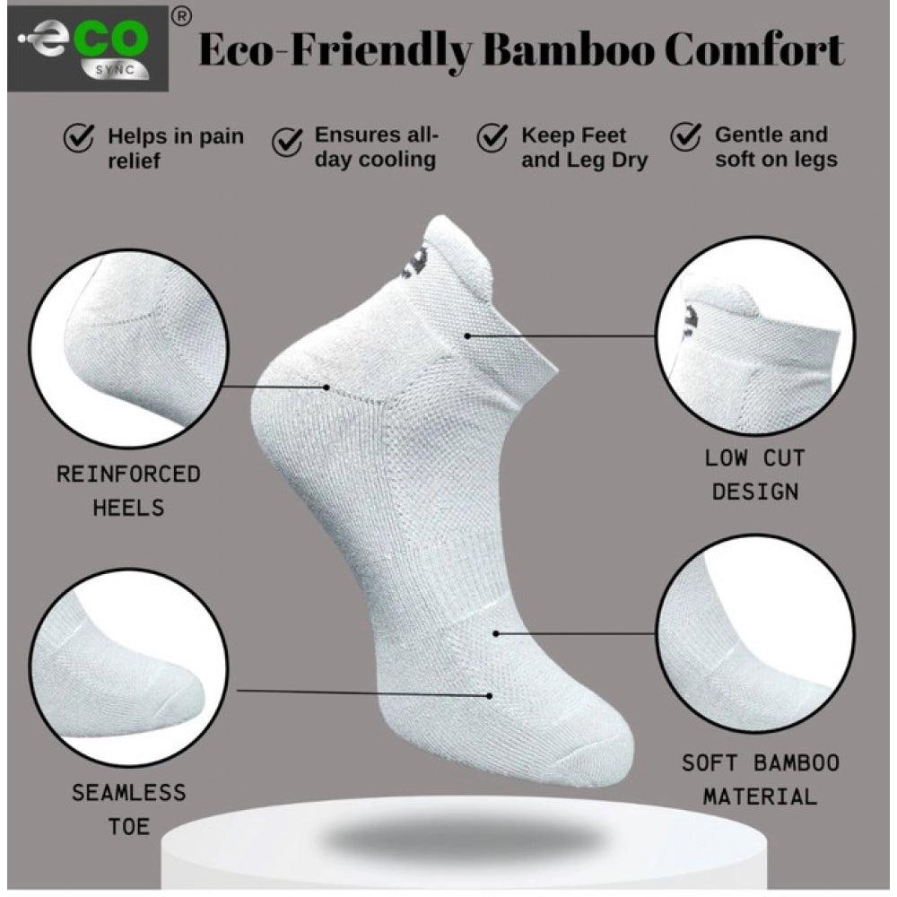 4_Pair Set Unisex Casual Bamboo Cotton Printed Ankle Length Socks (Multicolor)