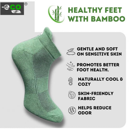4_Pair Set Unisex Casual Bamboo Cotton Printed Ankle Length Socks (Multicolor)