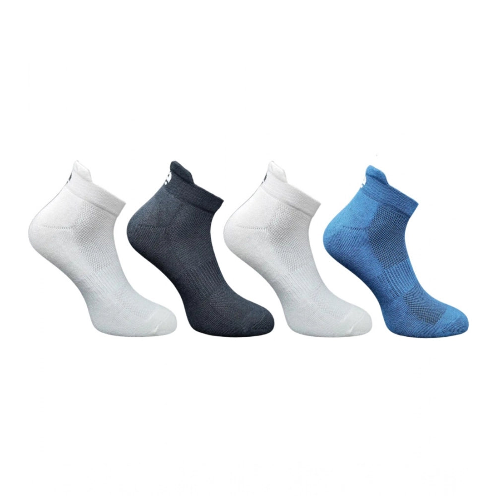 4_Pair Set Unisex Casual Bamboo Cotton Printed Ankle Length Socks (Multicolor)