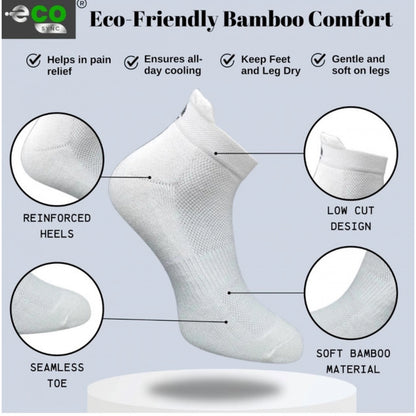 4_Pair Set Unisex Casual Bamboo Cotton Printed Ankle Length Socks (Multicolor)