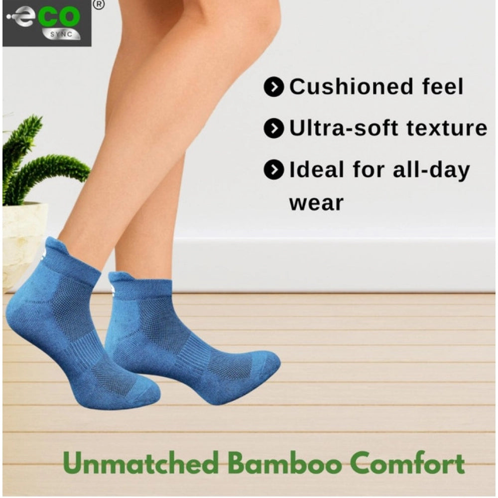 4_Pair Set Unisex Casual Bamboo Cotton Printed Ankle Length Socks (Multicolor)