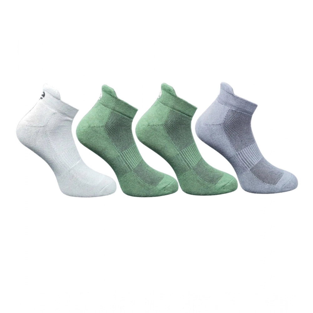4_Pair Set Unisex Casual Bamboo Cotton Printed Ankle Length Socks (Multicolor)