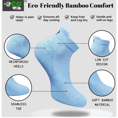 4_Pair Set Unisex Casual Bamboo Cotton Printed Ankle Length Socks (Multicolor)