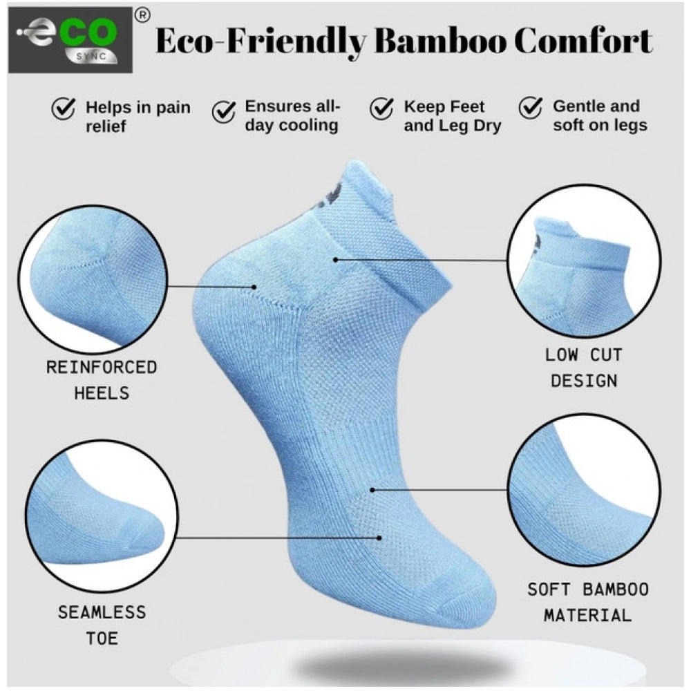 4_Pair Set Unisex Casual Bamboo Cotton Printed Ankle Length Socks (Multicolor)