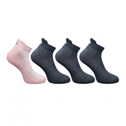 4_Pair Set Unisex Casual Bamboo Cotton Printed Ankle Length Socks (Multicolor)