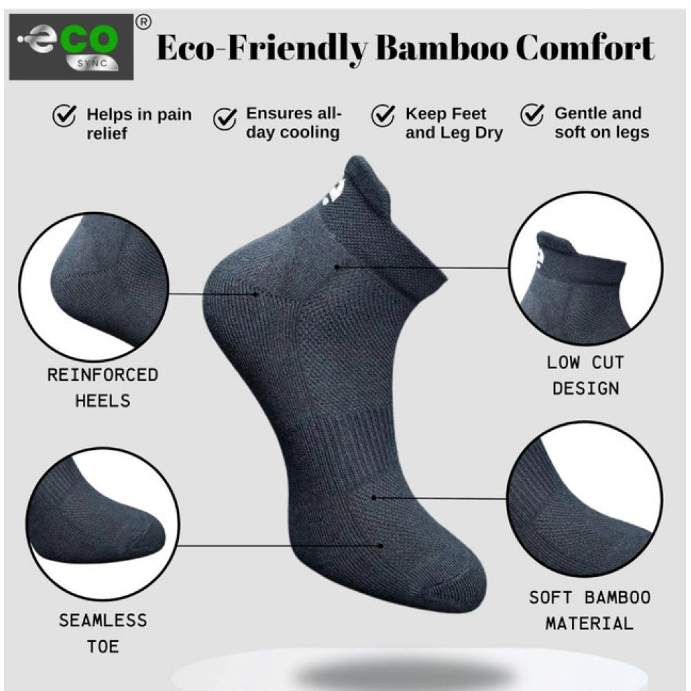 4_Pair Set Unisex Casual Bamboo Cotton Printed Ankle Length Socks (Multicolor)