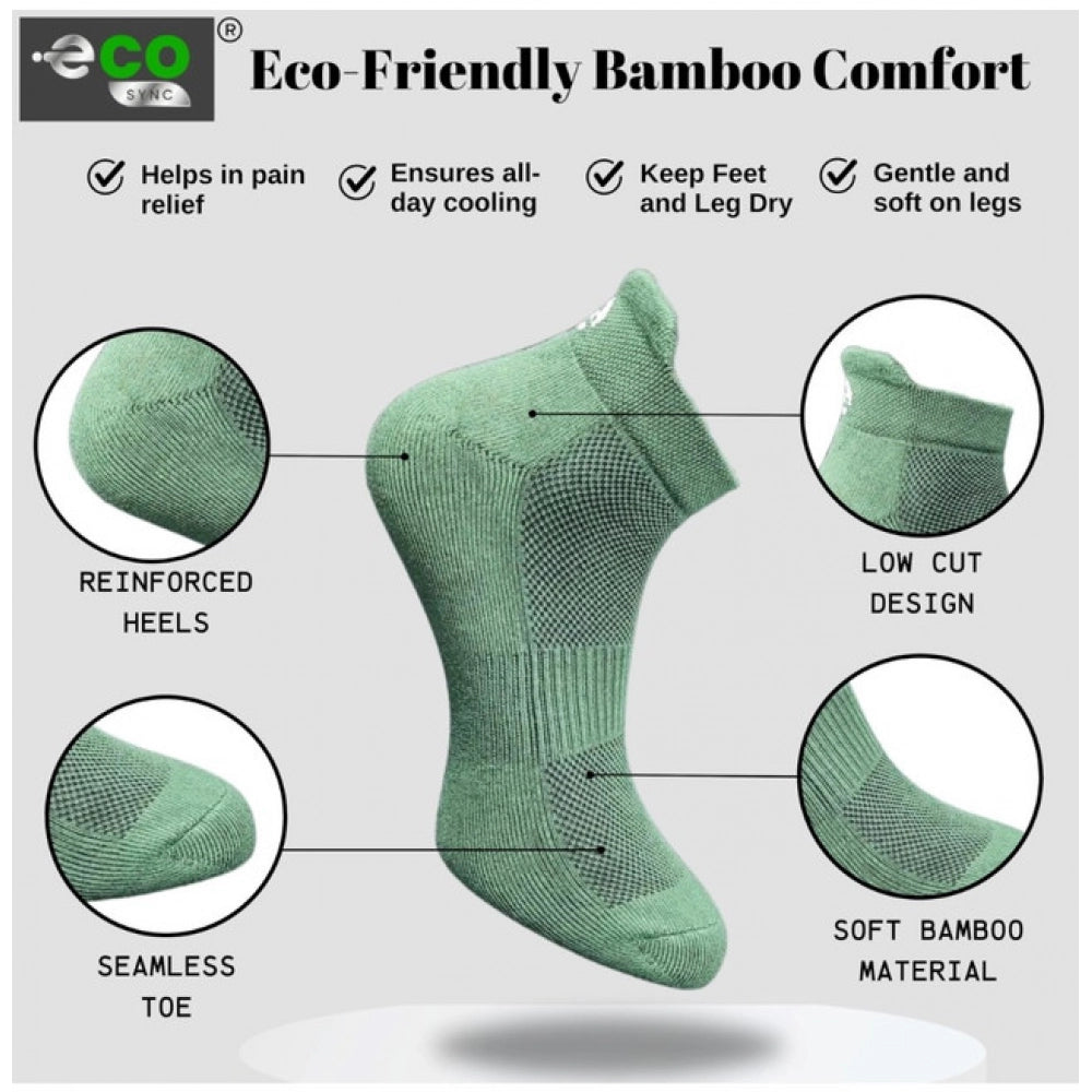 4_Pair Set Unisex Casual Bamboo Cotton Printed Ankle Length Socks (Multicolor)