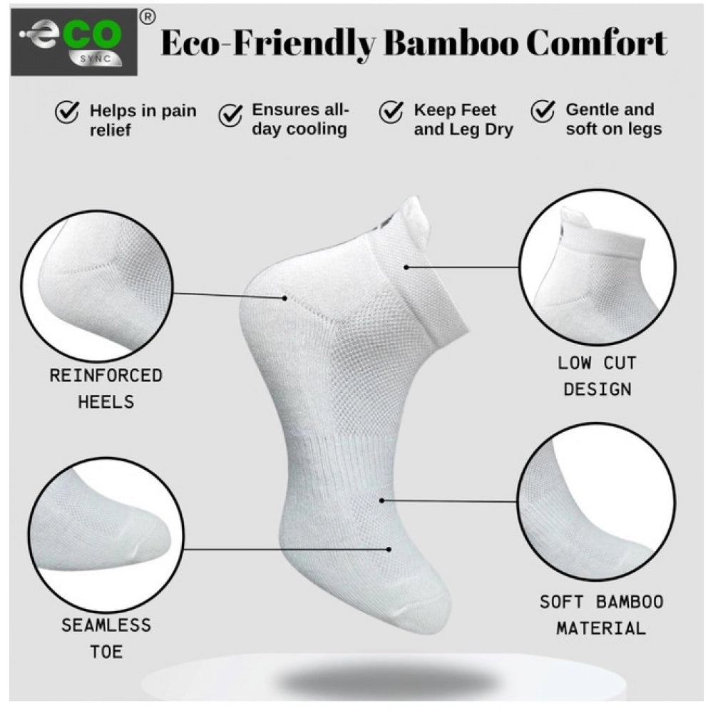 4_Pair Set Unisex Casual Bamboo Cotton Printed Ankle Length Socks (Multicolor)