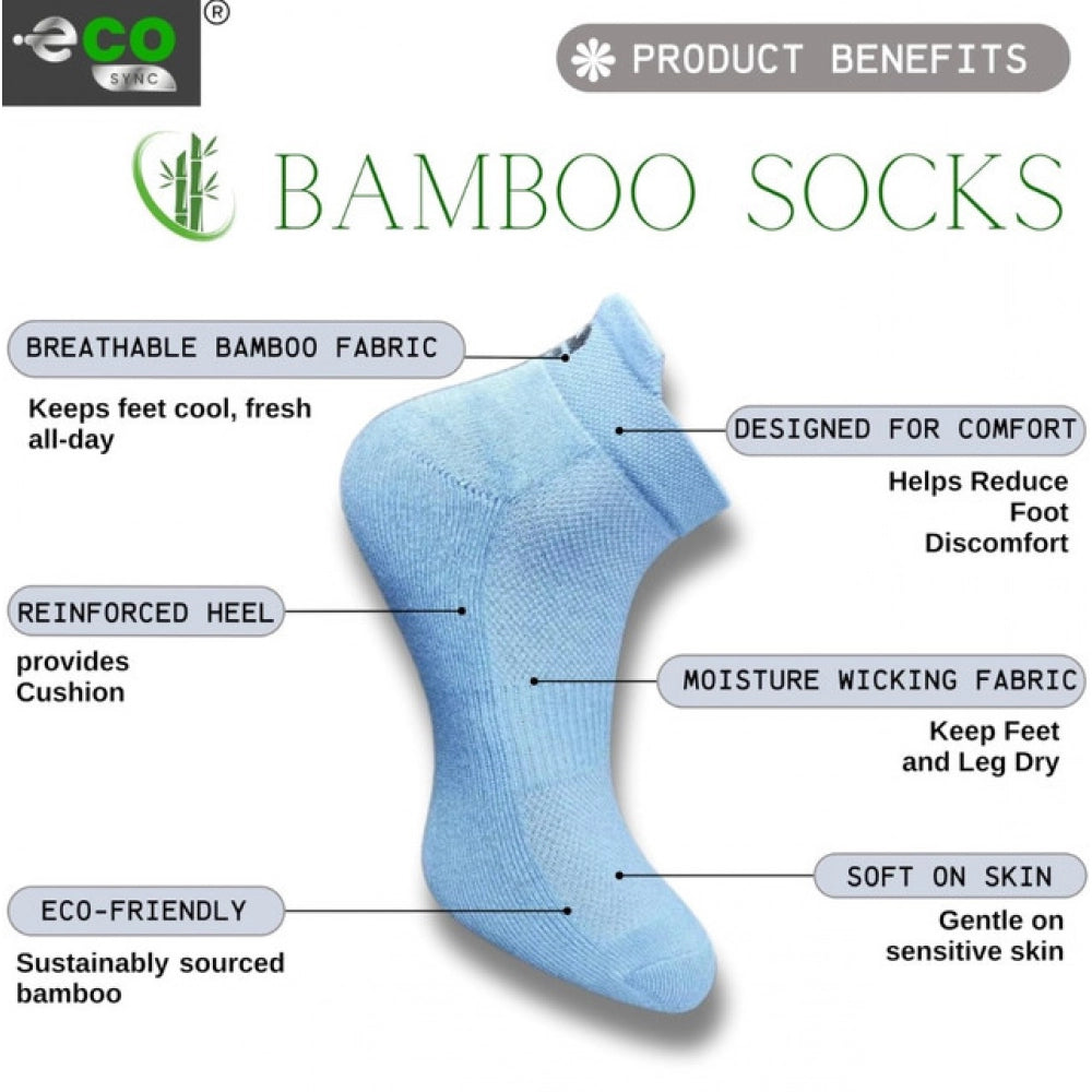 4_Pair Set Unisex Casual Bamboo Cotton Printed Ankle Length Socks (Multicolor)