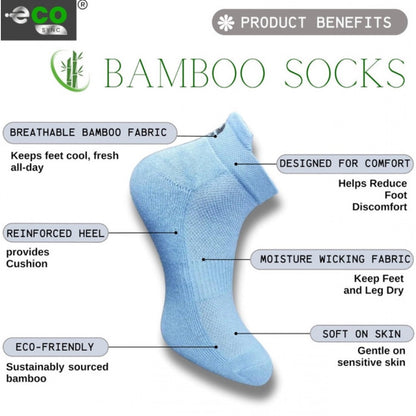4_Pair Set Unisex Casual Bamboo Cotton Printed Ankle Length Socks (Multicolor)