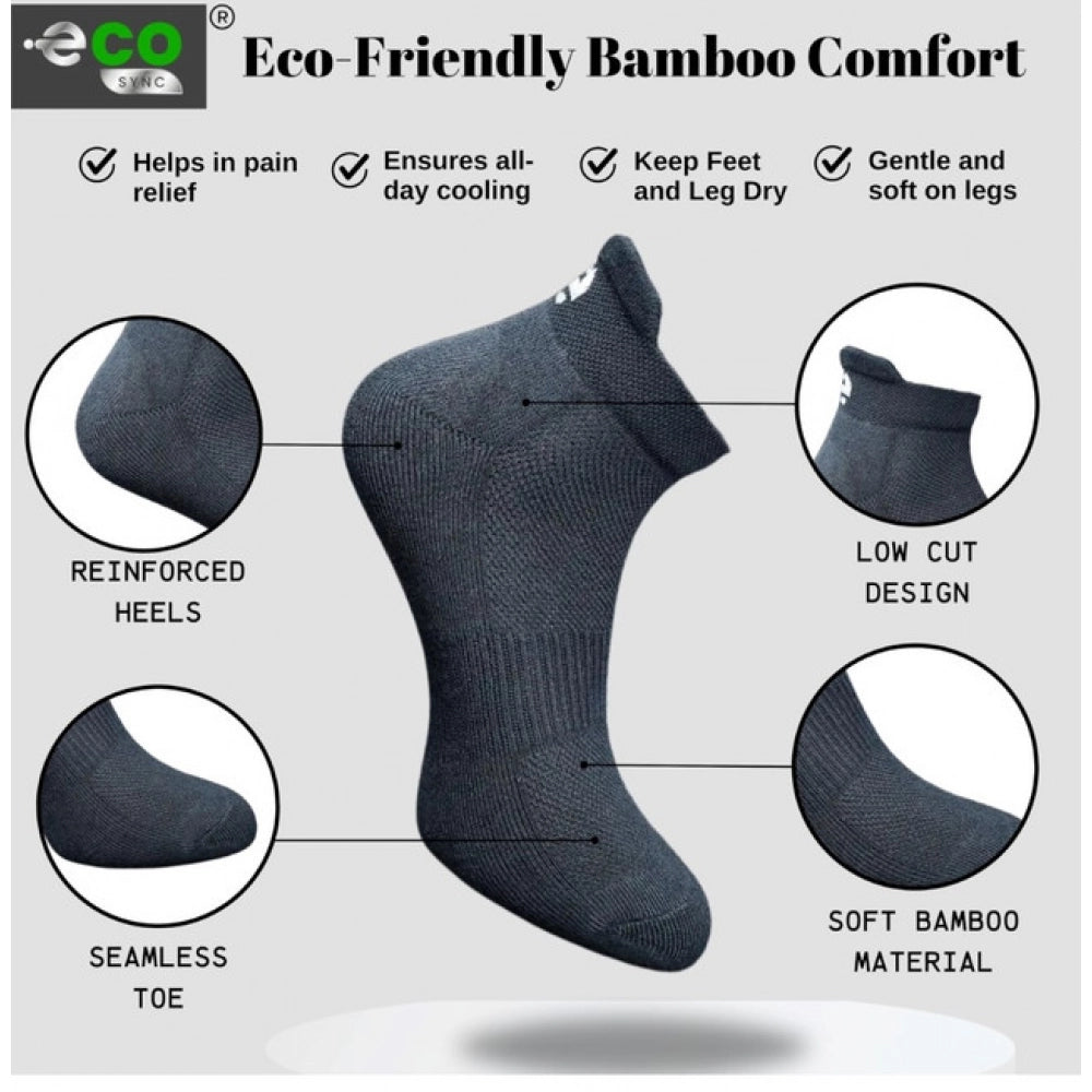4_Pair Set Unisex Casual Bamboo Cotton Printed Ankle Length Socks (Multicolor)