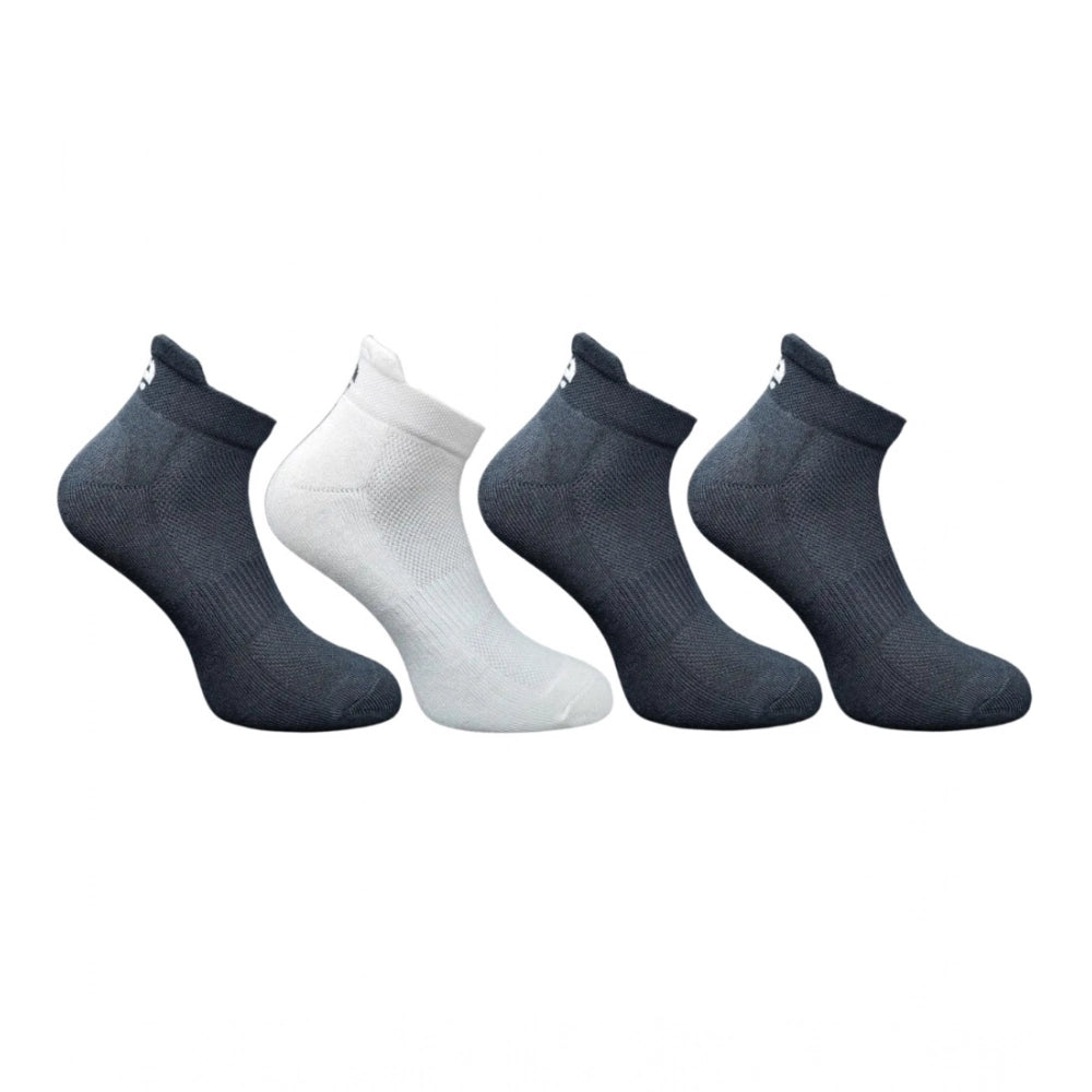 4_Pair Set Unisex Casual Bamboo Cotton Printed Ankle Length Socks (Multicolor)
