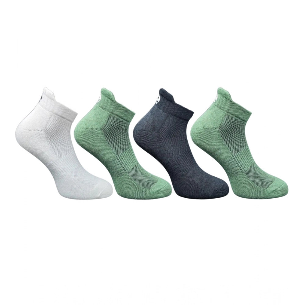 4_Pair Set Unisex Casual Bamboo Cotton Printed Ankle Length Socks (Multicolor)