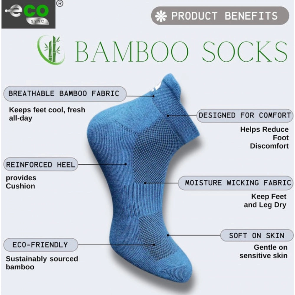 4_Pair Set Unisex Casual Bamboo Cotton Printed Ankle Length Socks (Multicolor)
