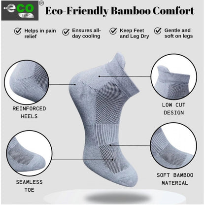 4_Pair Set Unisex Casual Bamboo Cotton Printed Ankle Length Socks (Multicolor)