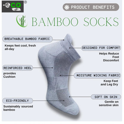 4_Pair Set Unisex Casual Bamboo Cotton Printed Ankle Length Socks (Multicolor)