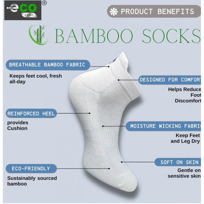 4_Pair Set Unisex Casual Bamboo Cotton Printed Ankle Length Socks (Multicolor)