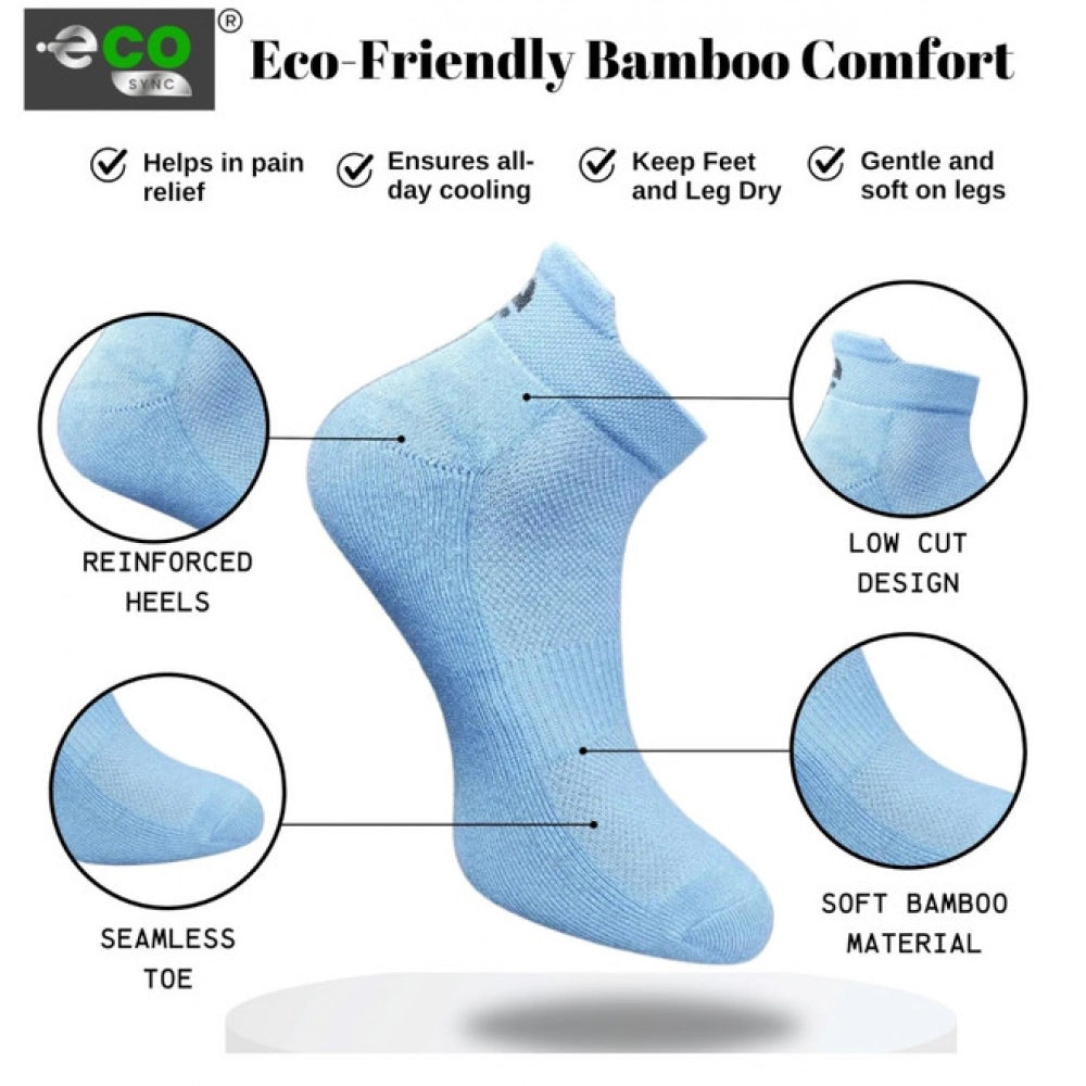 4_Pair Set Unisex Casual Bamboo Cotton Printed Ankle Length Socks (Multicolor)