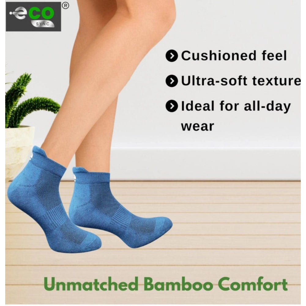 4_Pair Set Unisex Casual Bamboo Cotton Printed Ankle Length Socks (Multicolor)