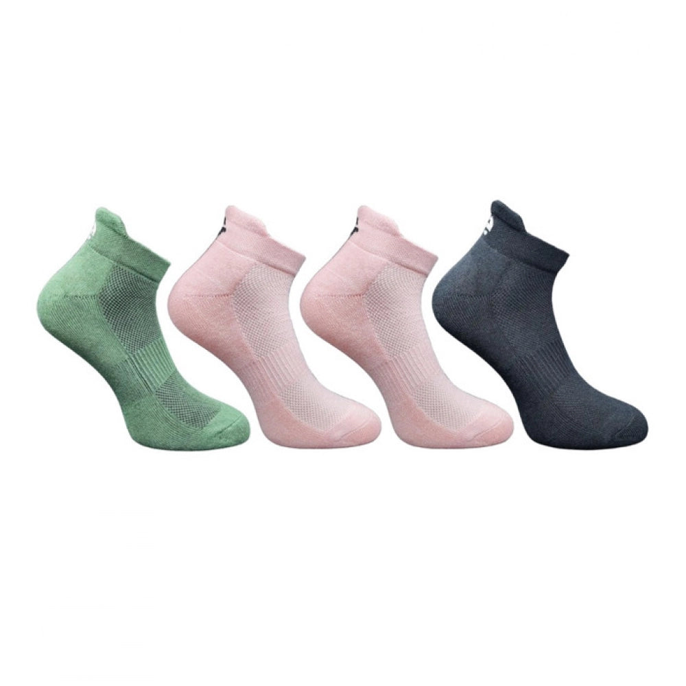 4_Pair Set Unisex Casual Bamboo Cotton Printed Ankle Length Socks (Multicolor)