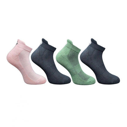 4_Pair Set Unisex Casual Bamboo Cotton Printed Ankle Length Socks (Multicolor)