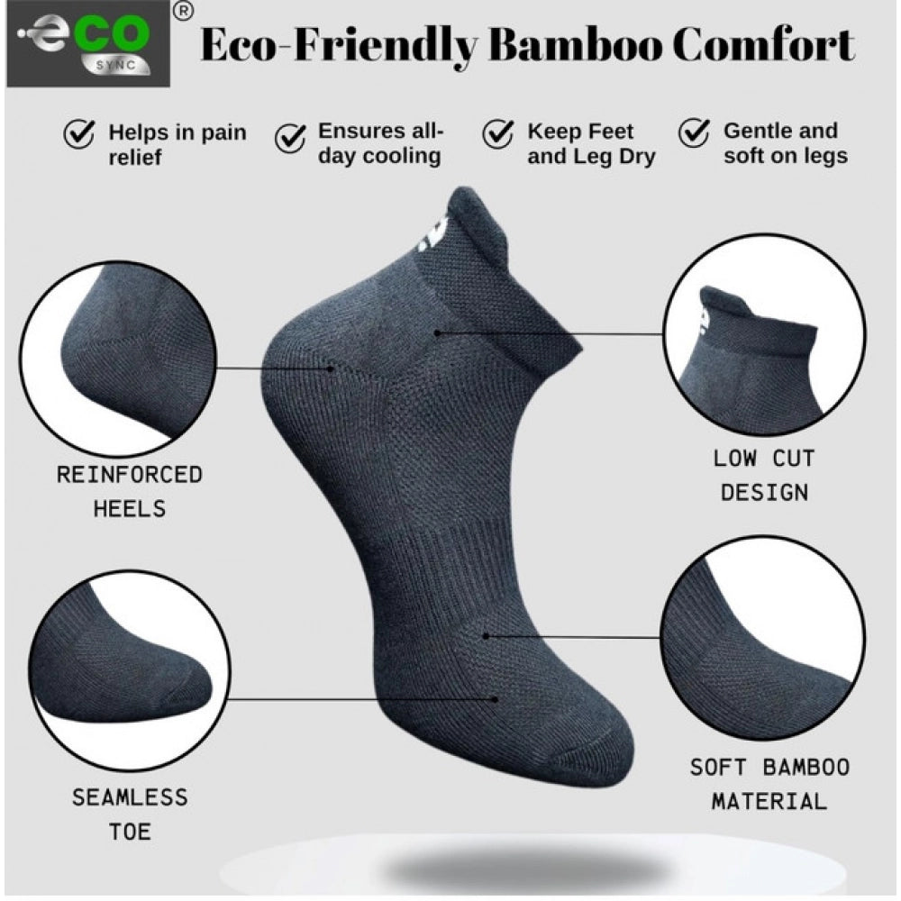 4_Pair Set Unisex Casual Bamboo Cotton Printed Ankle Length Socks (Multicolor)