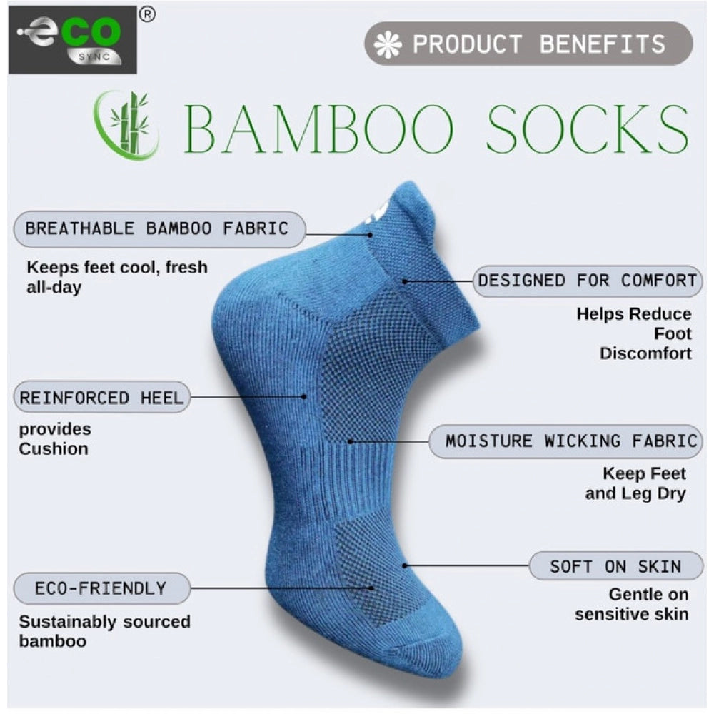 4_Pair Set Unisex Casual Bamboo Cotton Printed Ankle Length Socks (Multicolor)