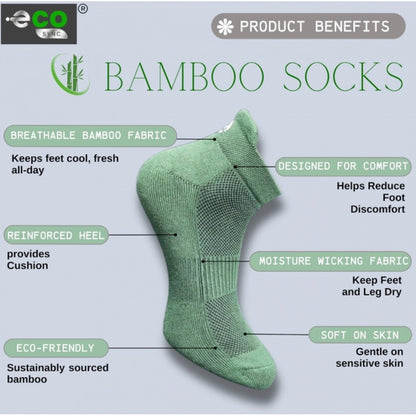 4_Pair Set Unisex Casual Bamboo Cotton Printed Ankle Length Socks (Multicolor)