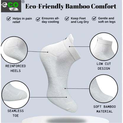 4_Pair Set Unisex Casual Bamboo Cotton Printed Ankle Length Socks (Multicolor)