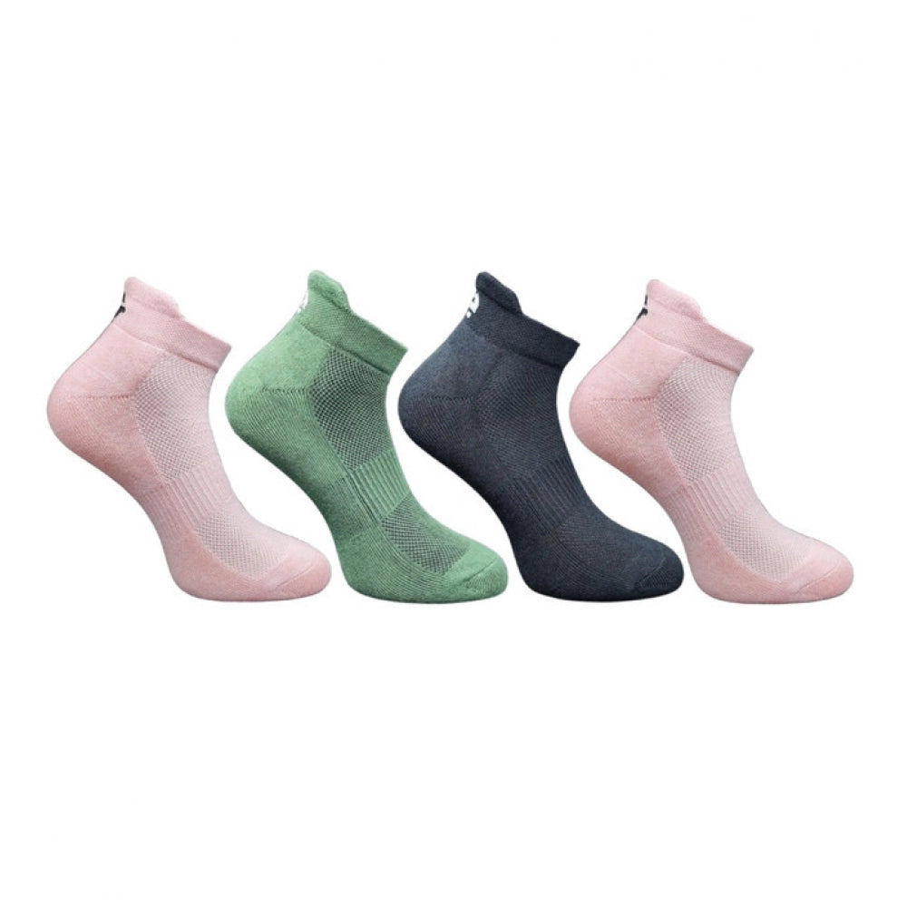 4_Pair Set Unisex Casual Bamboo Cotton Printed Ankle Length Socks (Multicolor)