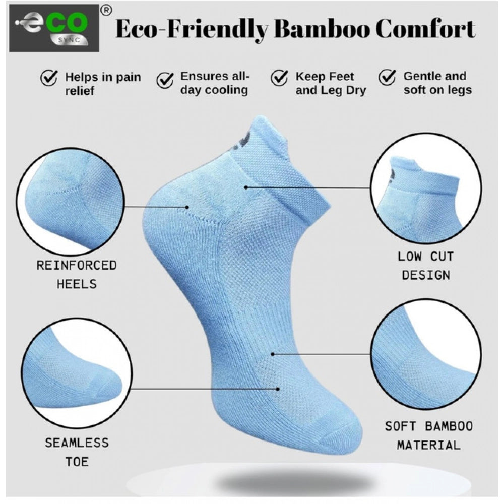 4_Pair Set Unisex Casual Bamboo Cotton Printed Ankle Length Socks (Multicolor)