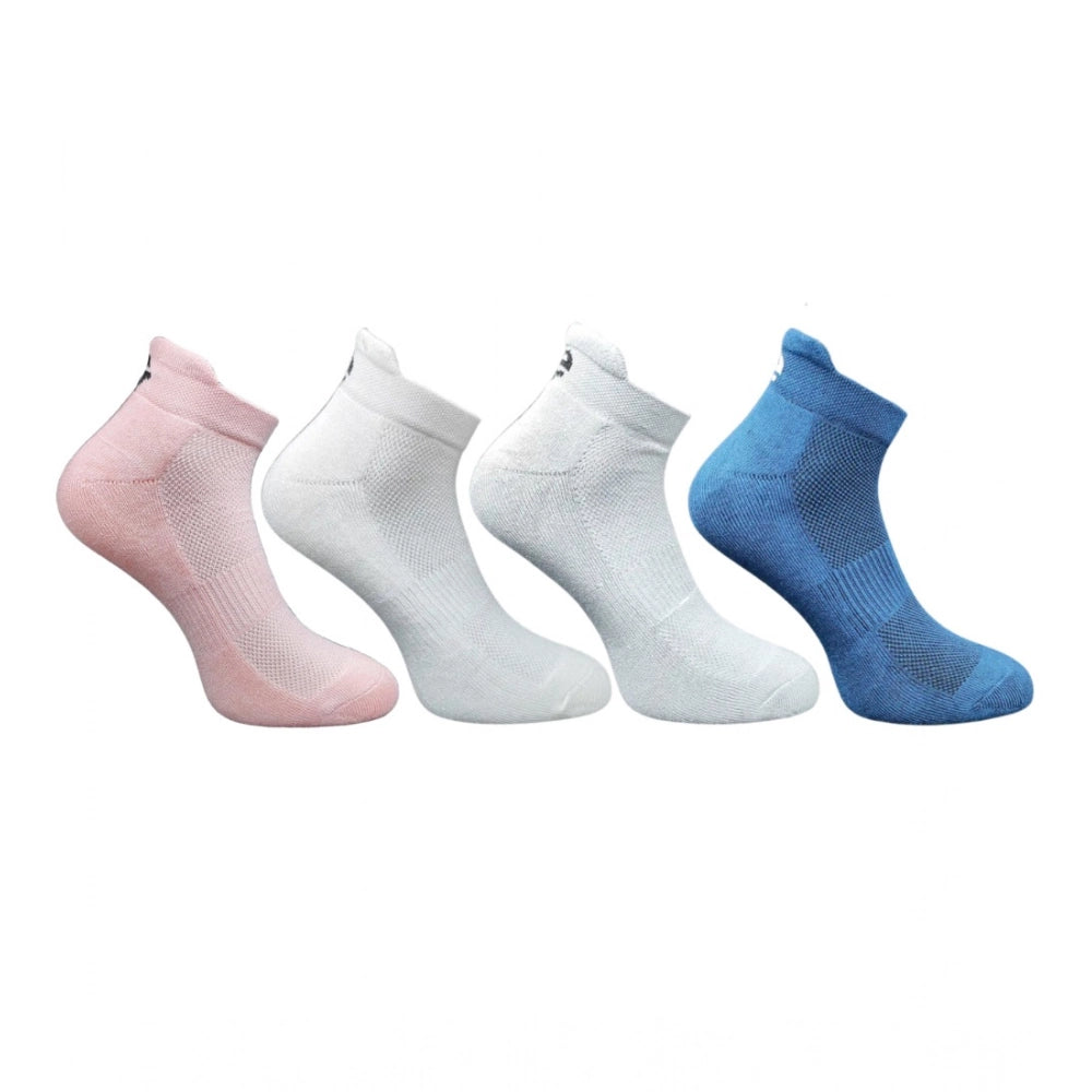 4_Pair Set Unisex Casual Bamboo Cotton Printed Ankle Length Socks (Multicolor)