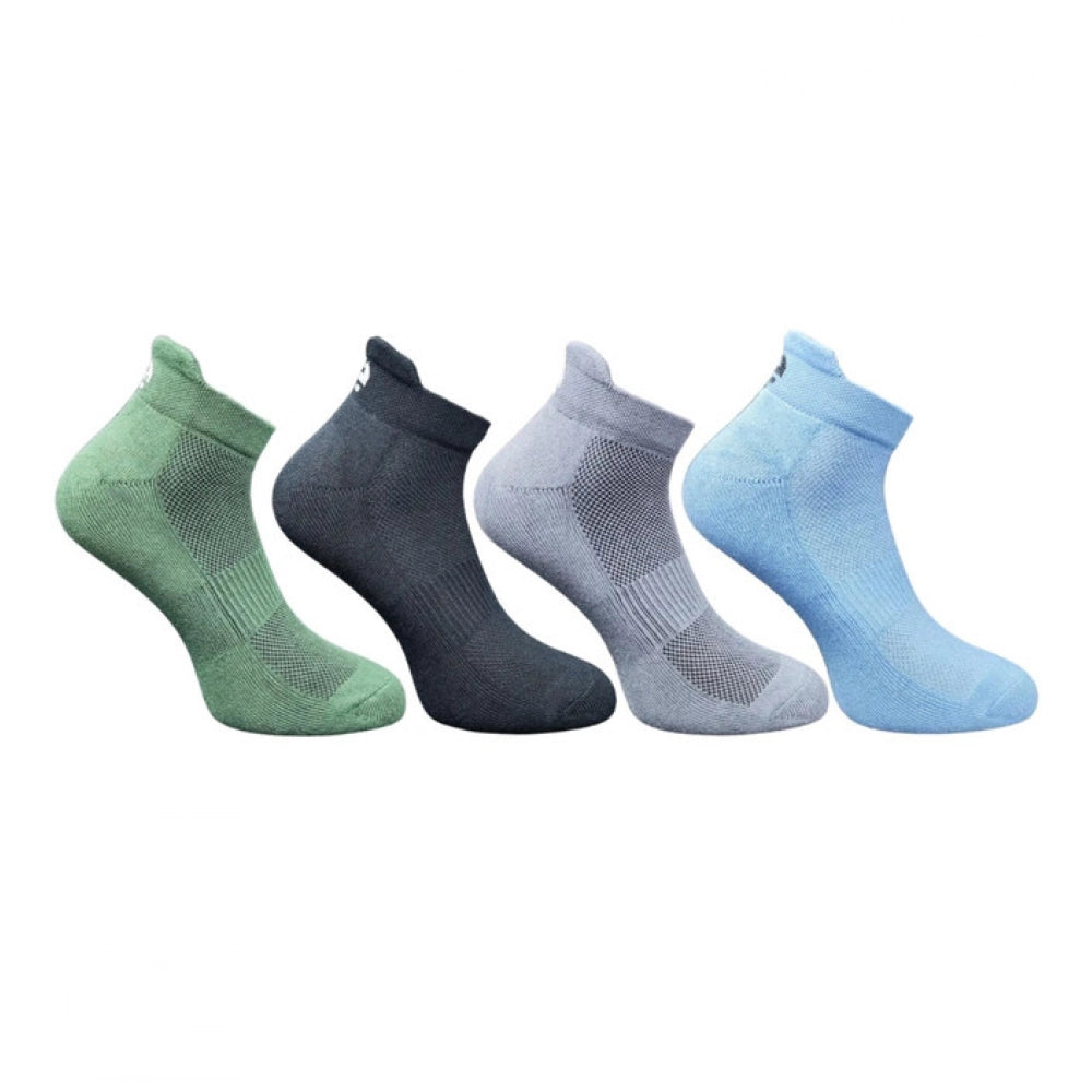 4_Pair Set Unisex Casual Bamboo Cotton Printed Ankle Length Socks (Multicolor)