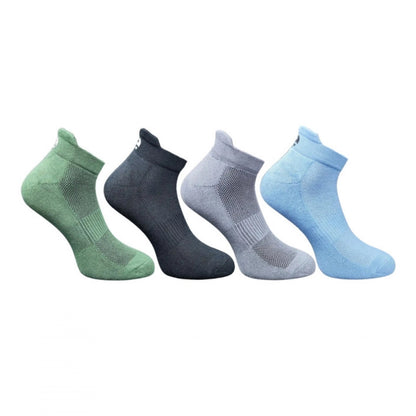 4_Pair Set Unisex Casual Bamboo Cotton Printed Ankle Length Socks (Multicolor)