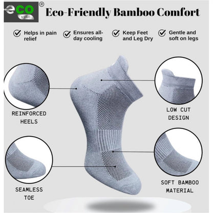 4_Pair Set Unisex Casual Bamboo Cotton Printed Ankle Length Socks (Multicolor)