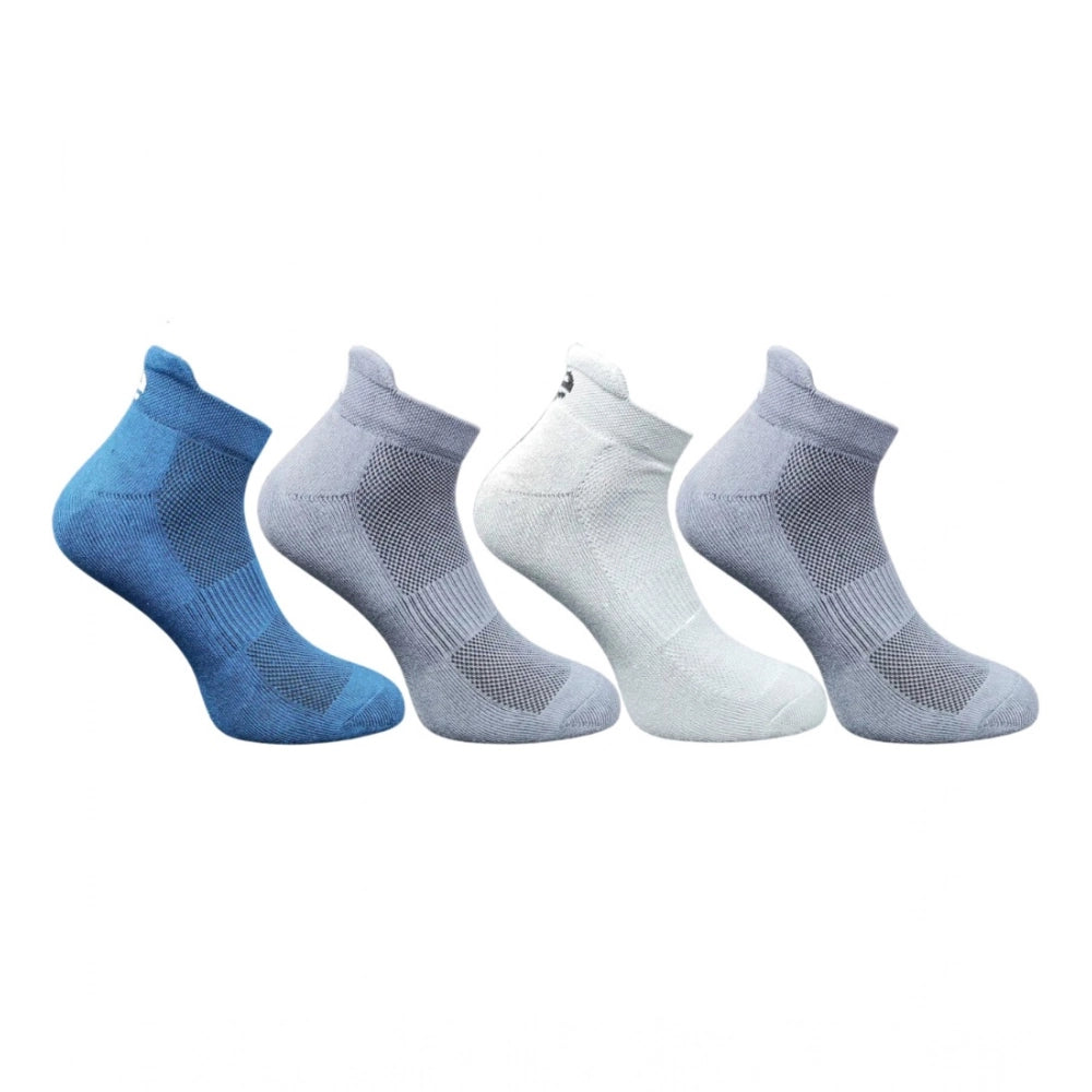 4_Pair Set Unisex Casual Bamboo Cotton Printed Ankle Length Socks (Multicolor)