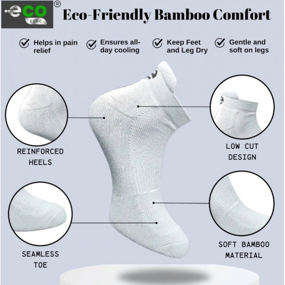 4_Pair Set Unisex Casual Bamboo Cotton Printed Ankle Length Socks (Multicolor)