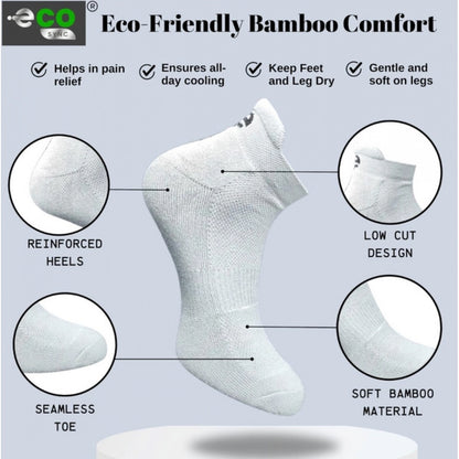 4_Pair Set Unisex Casual Bamboo Cotton Printed Ankle Length Socks (Multicolor)
