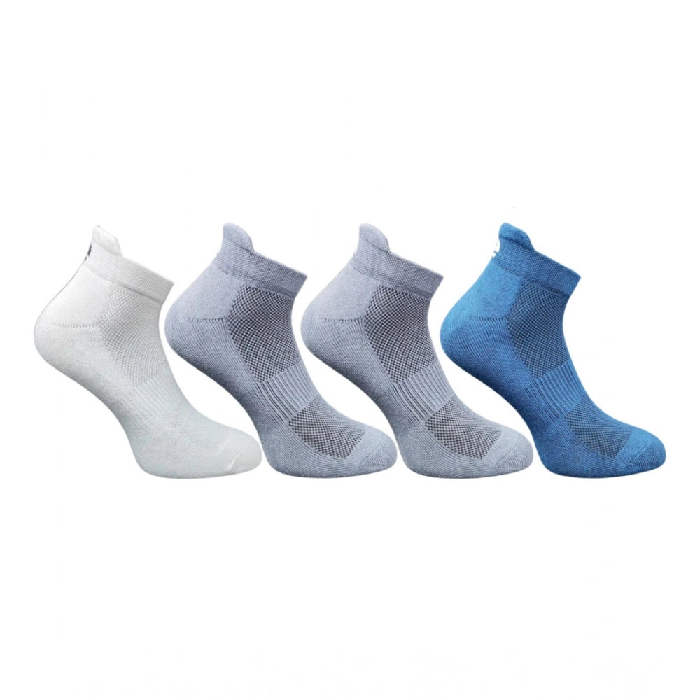 4_Pair Set Unisex Casual Bamboo Cotton Printed Ankle Length Socks (Multicolor)