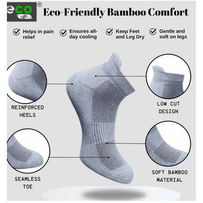 4_Pair Set Unisex Casual Bamboo Cotton Printed Ankle Length Socks (Multicolor)