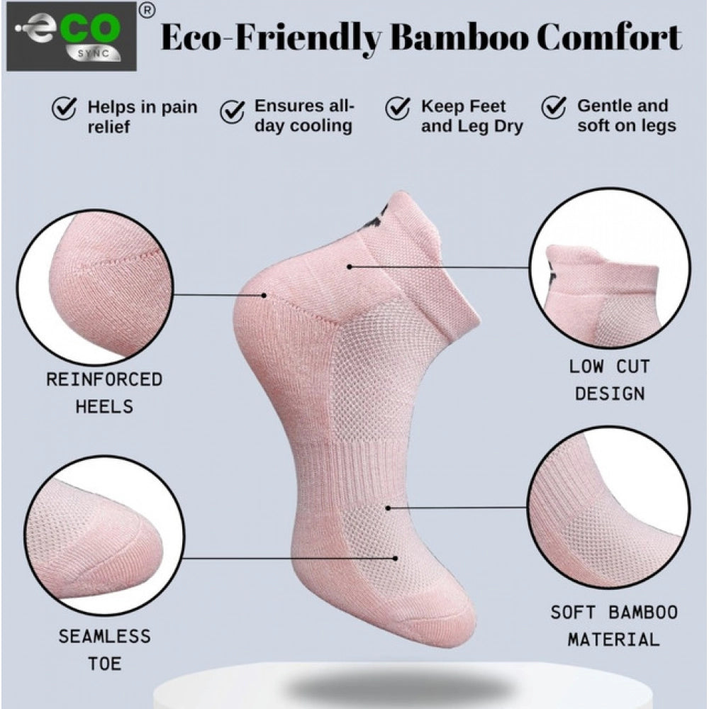 4_Pair Set Unisex Casual Bamboo Cotton Printed Ankle Length Socks (Multicolor)