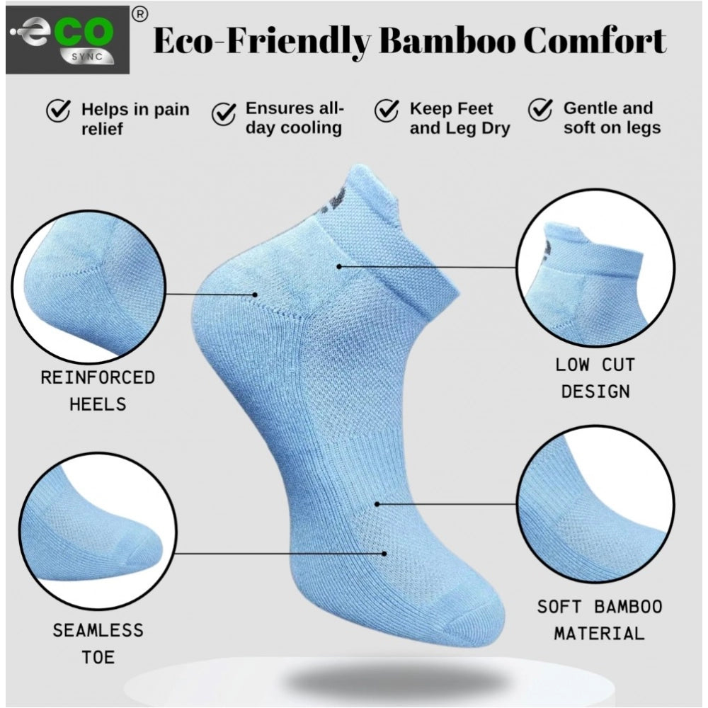 4_Pair Set Unisex Casual Bamboo Cotton Printed Ankle Length Socks (Multicolor)