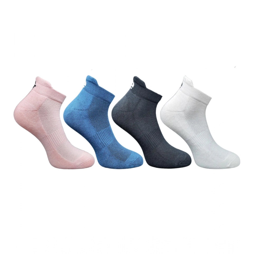 4_Pair Set Unisex Casual Bamboo Cotton Printed Ankle Length Socks (Multicolor)