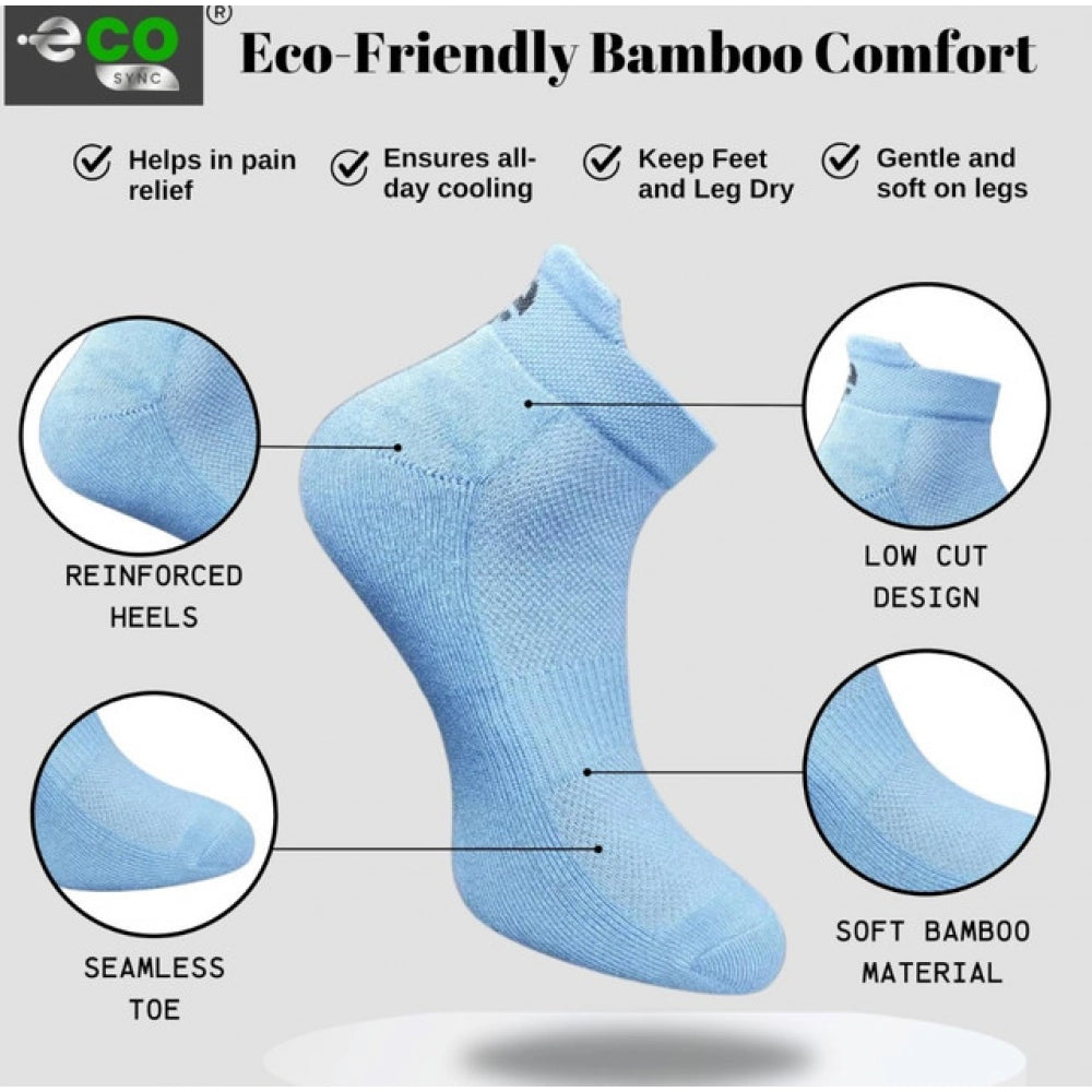 4_Pair Set Unisex Casual Bamboo Cotton Printed Ankle Length Socks (Multicolor)