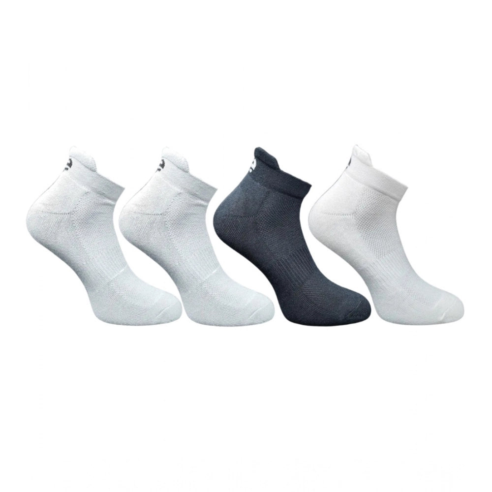4_Pair Set Unisex Casual Bamboo Cotton Printed Ankle Length Socks (Multicolor)