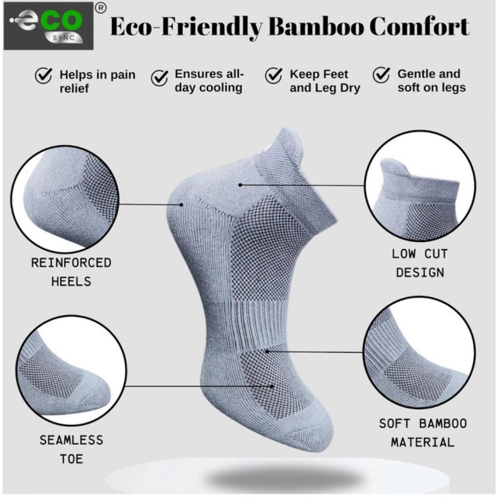 4_Pair Set Unisex Casual Bamboo Cotton Printed Ankle Length Socks (Multicolor)