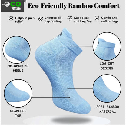 4_Pair Set Unisex Casual Bamboo Cotton Printed Ankle Length Socks (Multicolor)