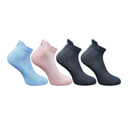4_Pair Set Unisex Casual Bamboo Cotton Printed Ankle Length Socks (Multicolor)