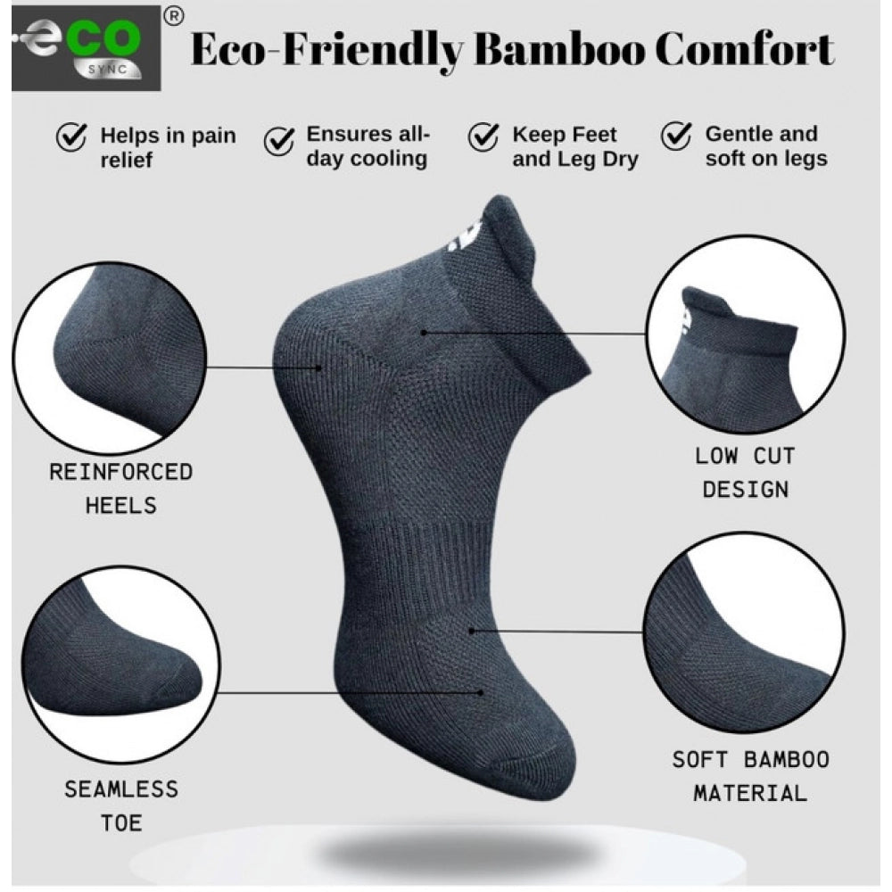 4_Pair Set Unisex Casual Bamboo Cotton Printed Ankle Length Socks (Multicolor)